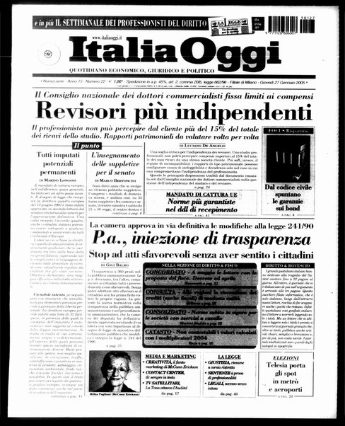 Italia oggi : quotidiano di economia finanza e politica